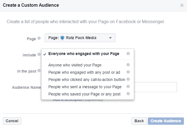 अपने फेसबुक पेज पर बातचीत करने वाले लोगों के आधार पर कस्टम ऑडियंस बनाएं।