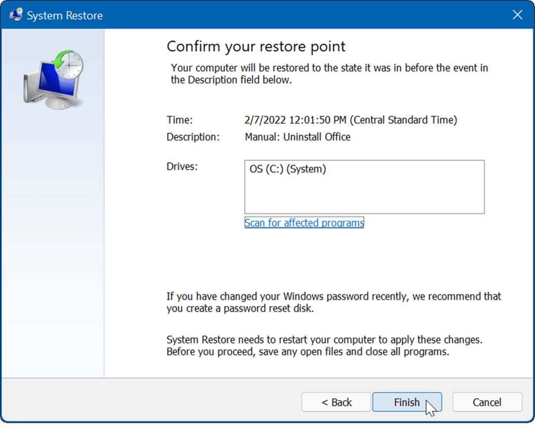 Windows 11 पर एक पुनर्स्थापना बिंदु बनाएँ