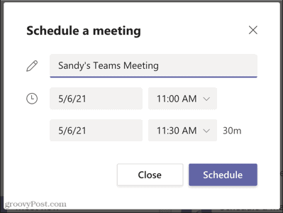 बाद के लिए Microsoft टीम में मीटिंग सेट करें