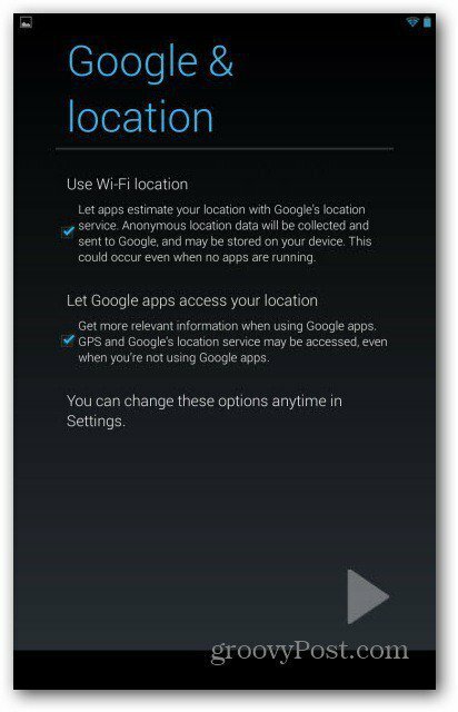 Nexus 7 उपयोगकर्ता खाते - Google स्थान