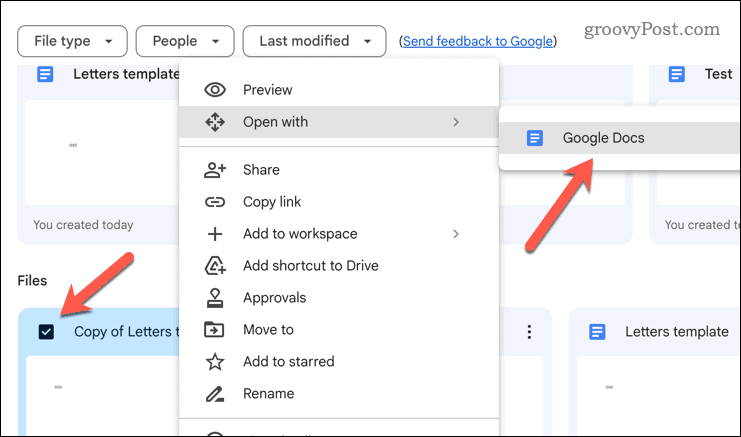 Google डॉक्स में Google Drive फ़ाइल खोलना