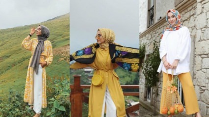 हिजाब कपड़ों में पीले कपड़े