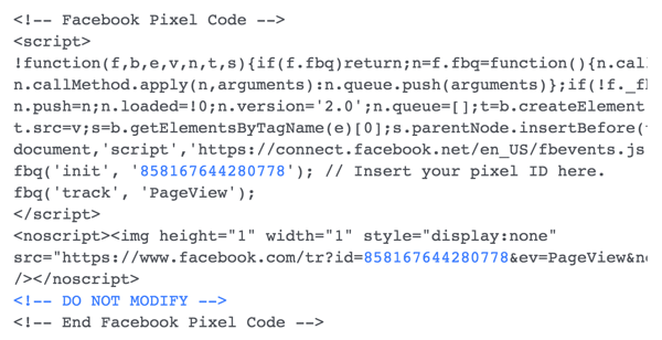 अपनी वेबसाइट पर फेसबुक पिक्सेल कोड स्थापित करें।