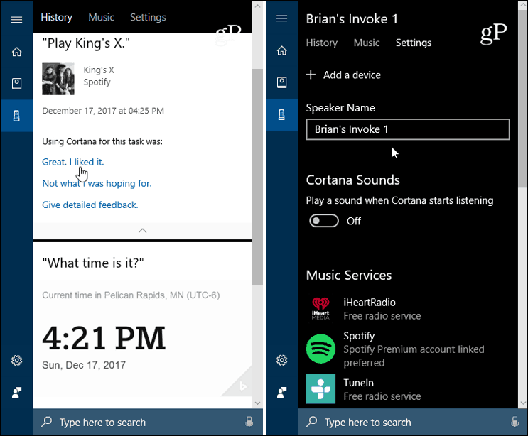 Cortana Windows 10 सेटिंग्स सेट करें