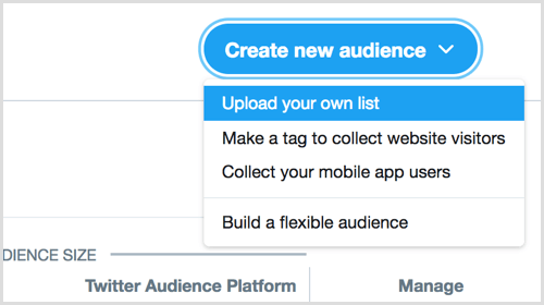 ट्विटर विज्ञापनों के माध्यम से नए दर्शक बनाने के लिए अपनी सूची अपलोड करें