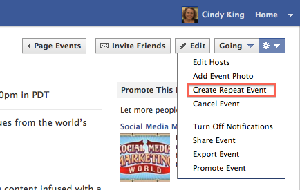 फ़ेसबुक रिपीट इवेंट
