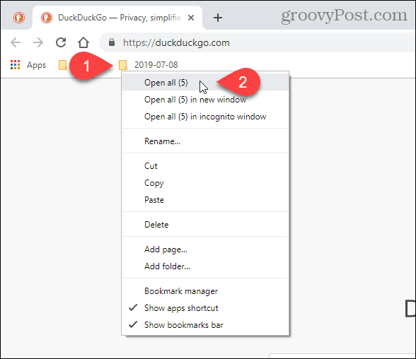 Chrome में सभी (X) खोलें का चयन करें
