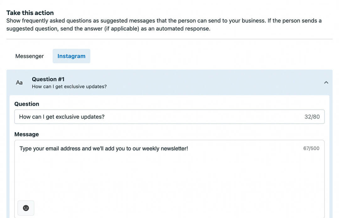 How-to-include-email-sign-up-opportunities-in-automated-dm-responses-on-your-instagram-profile-faq-inbox-automation-tool-add-questions-automated-response-marketing-goals- उदाहरण-11