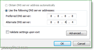 google DNS IP 8.8.8.8 है और वैकल्पिक 8.8.4.4 है