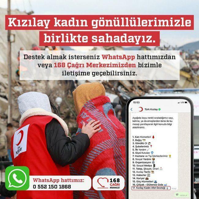 तुर्की रेड क्रीसेंट ने भूकंप पीड़ितों के लिए एक व्हाट्सएप लाइन की स्थापना की