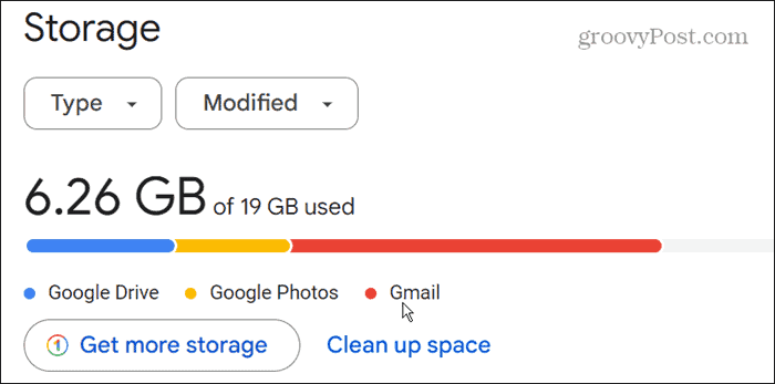 जीमेल स्टोरेज की जाँच करें