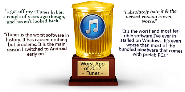 आईट्यून-सबसे खराब सॉफ्टवेयर
