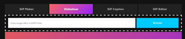 चित्रों की एक श्रृंखला से GIF बनाने के लिए स्लाइड शो विकल्प पर क्लिक करें।