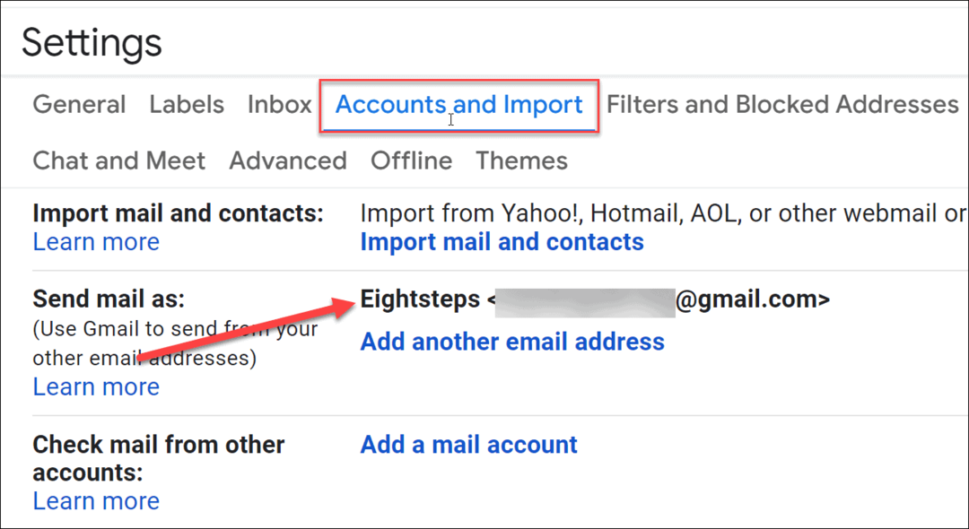 नया प्रदर्शन नाम gmail