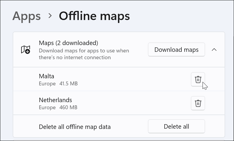 विंडोज़ 11 पर मानचित्र डाउनलोड करें