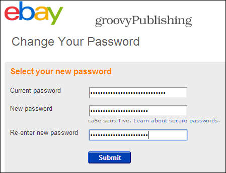 ईबे चेंज पासवर्ड खाता सेटिंग्स व्यक्तिगत जानकारी पासवर्ड 2