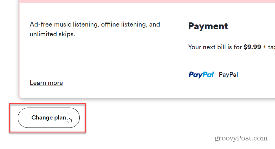 Spotify पर भुगतान विधि बदलें