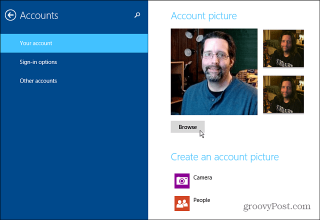 अपना विंडोज 8.1 अकाउंट पिक्चर कैसे बदलें