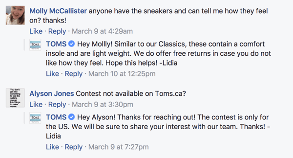 जब फेसबुक प्रशंसक आपकी पोस्ट पर टिप्पणी छोड़ते हैं, तो प्रतिक्रिया देना सुनिश्चित करें।