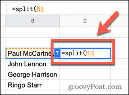 Google पत्रक में SPLIT फ़ंक्शन का उपयोग करना