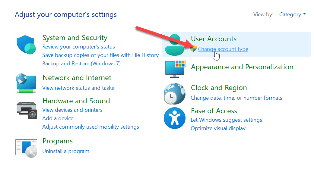 Windows 11 पर खाता प्रकार बदलें