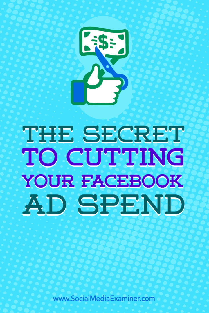 अपने फेसबुक विज्ञापन को काटने का रहस्य विज्ञापन खर्च: सामाजिक मीडिया परीक्षक