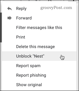 Gmail में किसी उपयोगकर्ता को अनब्लॉक करें