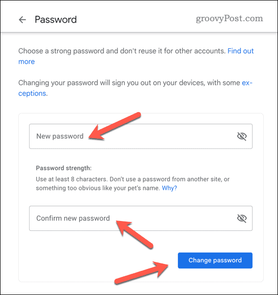 नया जीमेल पासवर्ड सेट करें
