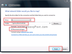 विंडोज विस्टा में सर्वर विस्टा और सर्वर 2008 में नेटवर्क ड्राइव को मैप करें