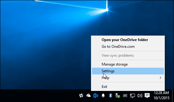 OneDrive विंडोज 10 सिस्टम ट्रे