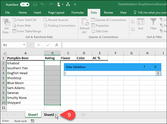 Microsoft Excel में डेटा सत्यापन का उपयोग करके ड्रॉप-डाउन सूची कैसे बनाएं
