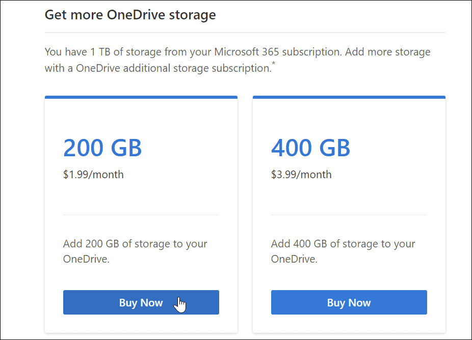 अधिक OneDrive संग्रहण प्राप्त करें