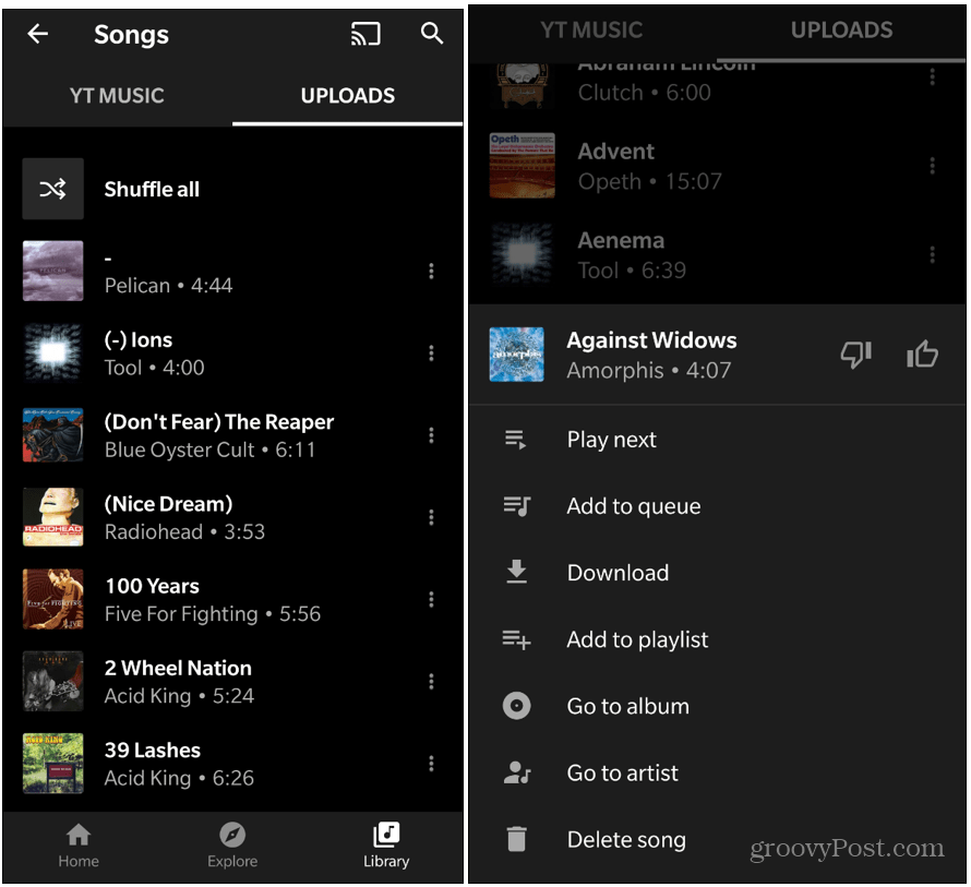 यूट्यूब संगीत Android