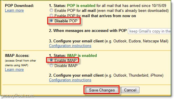 IMAP का उपयोग करके Gmail को Outlook 2010 से कनेक्ट करें