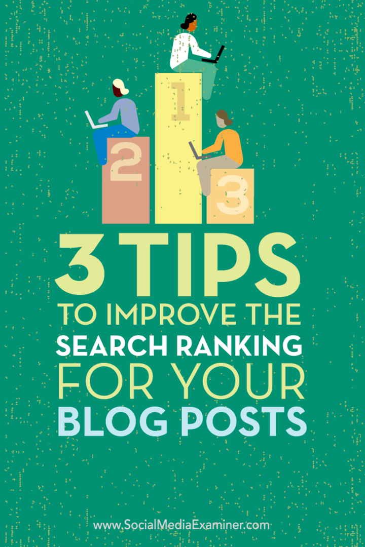 अपने ब्लॉग पोस्ट के लिए खोज रैंकिंग को बेहतर बनाने के तीन तरीकों पर सुझाव।
