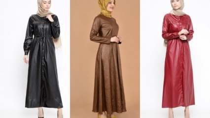 हिजाब कपड़ों में चमड़े के कपड़े के मॉडल