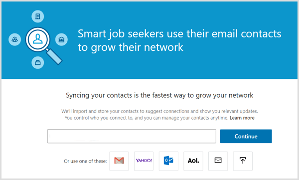 अपने लिंक्डइन खाते के साथ अपने ईमेल संपर्कों को सिंक करने के लिए लिंक्डइन टूल