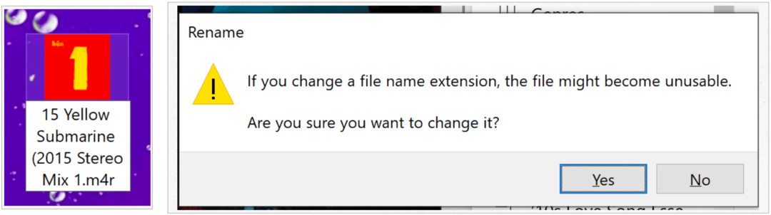 Windows फ़ाइल एक्सटेंशन बदलने की पुष्टि करता है