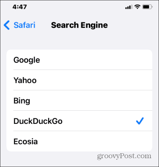 खोज इंजन चुनें