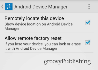 Android डिवाइस प्रबंधक सेटिंग्स
