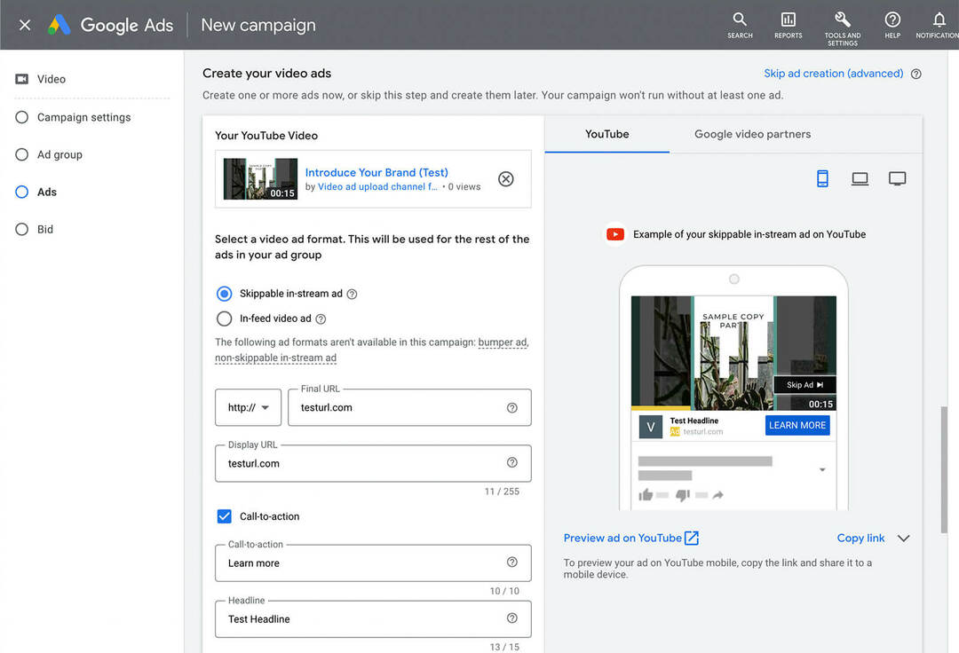 How-to-add-vertical-video-to-a-youtube-ad-campaign-using-google-ads-asset-library-templates-ad-level-paste-url-add-call-to-action-cta- उदाहरण-14