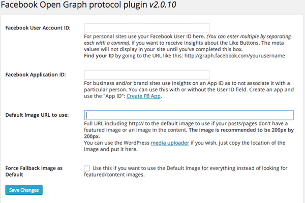 WP Facebook Open Graph Protocol plugin आपके ब्लॉग में shareability बढ़ाने के लिए उचित टैग और वैल्यू जोड़ता है।