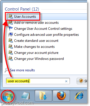 विंडोज 7 में उपयोगकर्ता खाता नियंत्रण कक्ष खोलें