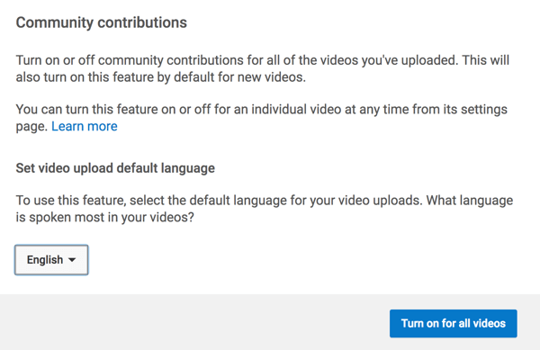 उस सुविधा को चालू करें जो YouTube समुदाय को आपके लिए कैप्शन का अनुवाद करने की अनुमति देता है।