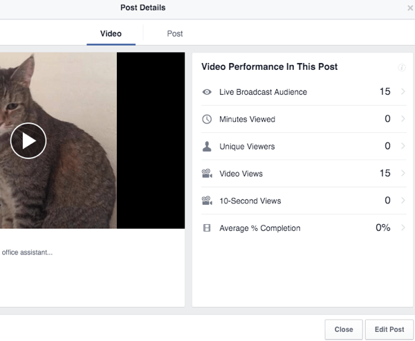 फेसबुक लाइव वीडियो अंतर्दृष्टि