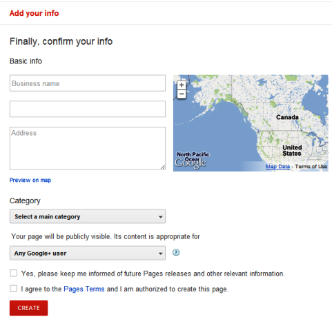 Google+ पृष्ठ - स्थानीय व्यवसाय और स्थान