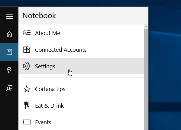 Cortana नोटबुक विंडोज 10