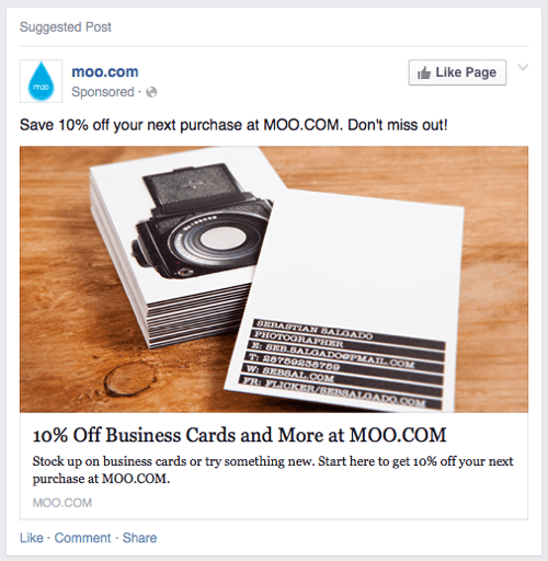 moo कार्ड facebook विज्ञापन उदाहरण 2