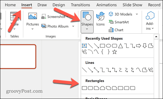 PowerPoint में एक आकृति डालें