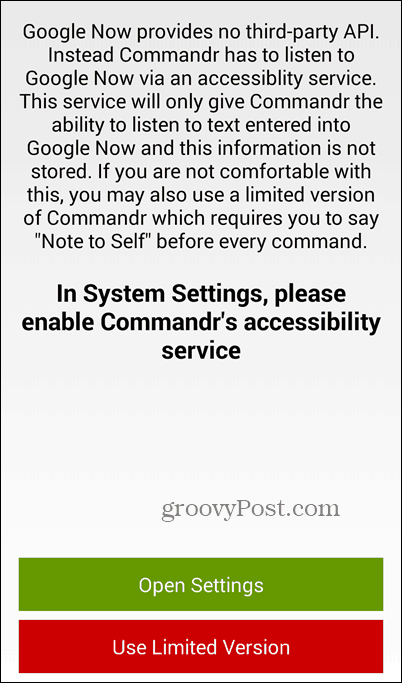 Google नाओ और कमांडर का उपयोग सुविधाओं को चालू और बंद करने के लिए करें
